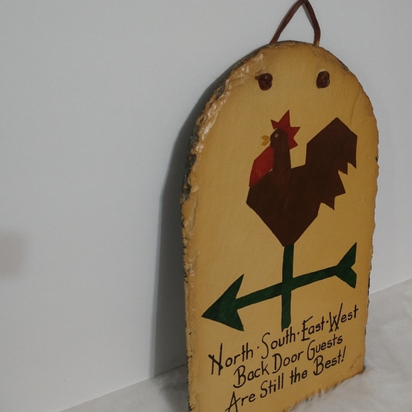 Plain Jane Handcrafted Slate Art Vintage Rooster Weather Vane Image - Picture 5 of 6
